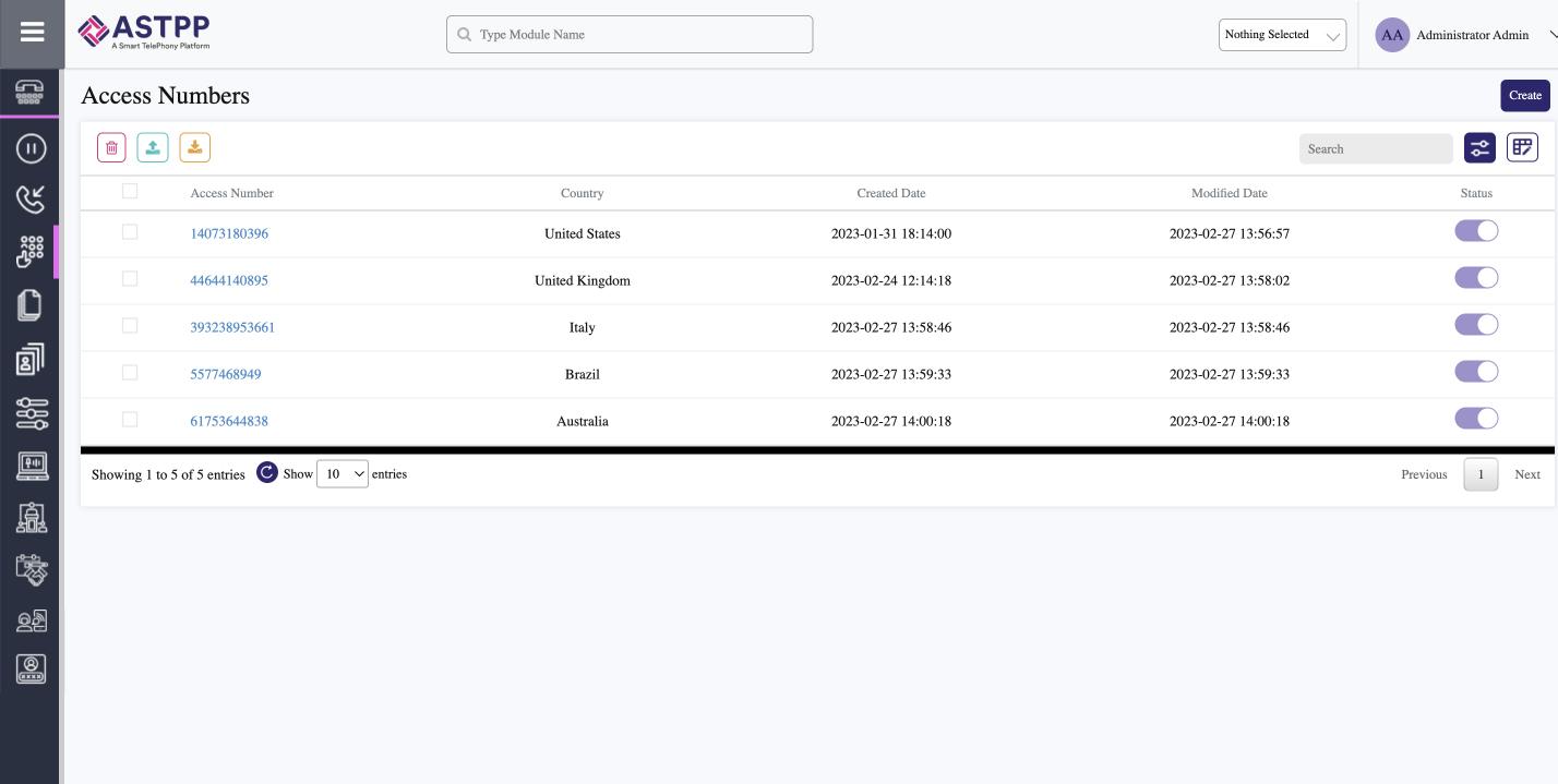 Access Number Management